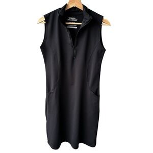 Women OnCourse Black Golf Dress Sleeveless Quarter Zip Pockets Active Size Large
